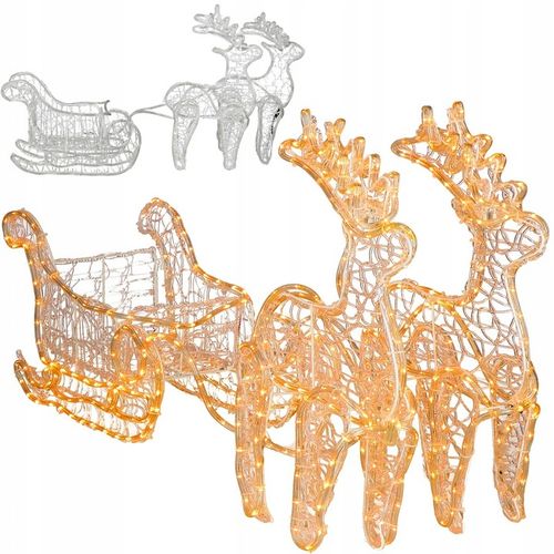 RENIFERY Z SANIAMI ŚWIECĄCE DUŻE 150cm OZDOBA Z GŁOWĄ SANIAMI DEKORACJA XXL na Arena.pl