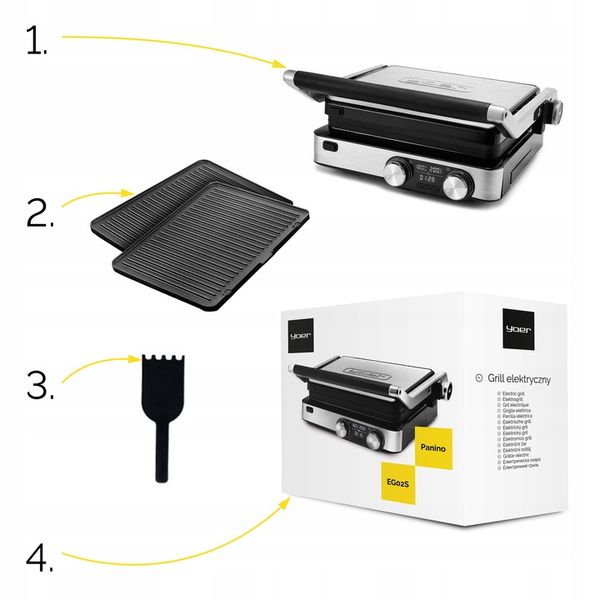 Grill elektryczny Opiekacz do panini Yoer 2000W + Programator czasu i zdjęcie 6