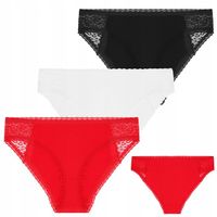 Majtki Figi Damskie Klasyczne Wykończone Koronką Gładkie 3-PAK MORAJ L