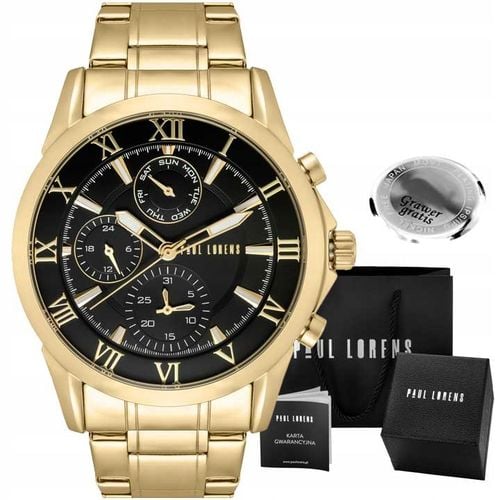 Zegarek męski Paul Lorens NEXTON multi-datownik ZŁOTY stylowy BOX+ GRAWER na Arena.pl