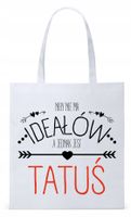 Dla Taty Ojca Tatusia Torba Eco Biała Shopper Z Nadrukiem Ze Zdjęciem