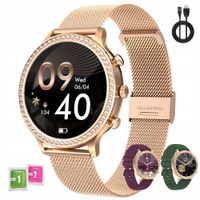 SMARTWATCH ZEGAREK DAMSKI CYRKONIE ROZMOWY POWIADOMIENIA CIŚNIENIE MENU PL