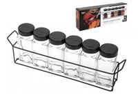 Pojemniki szklane na przyprawy na stojaku komplet przyprawników 6 x 120 ml