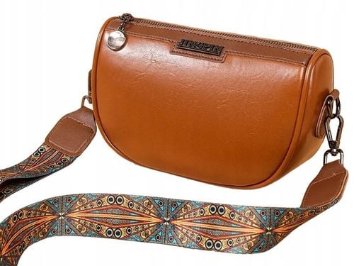 Torebka BRĄZOWA Klasyczna POJEMNA Damska Nerka na Ramię Pasek Wzorki na Arena.pl