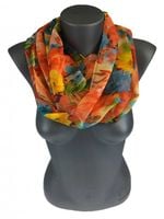 Cienki komin szyfon kwiaty pomarańczowy wielokolorowy AP-10