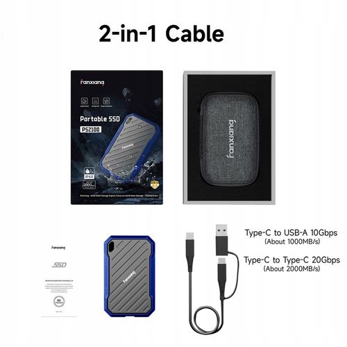 Dysk twardy zewnetrzny SSD Fanxiang PS2100 USB 3.2 1TB 2050/1800 MB/S na Arena.pl