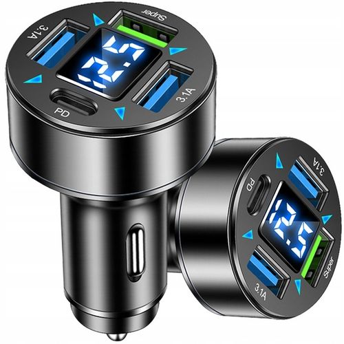 SZYBKA 3.1A SAMOCHODOWA ŁADOWARKA LED QC 3.0 x3 USB + PD 66W na Arena.pl