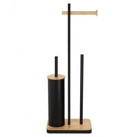 Stojak na papier toaletowy i szczotkę WC  3w1  czarny - Yoka