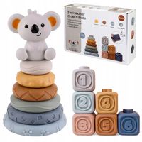 KLOCKI GUMOWE SENSORYCZNE MIĘKKIE KREATYWNE WIEŻA MONTESSORI PIRAMIDA 13 EL