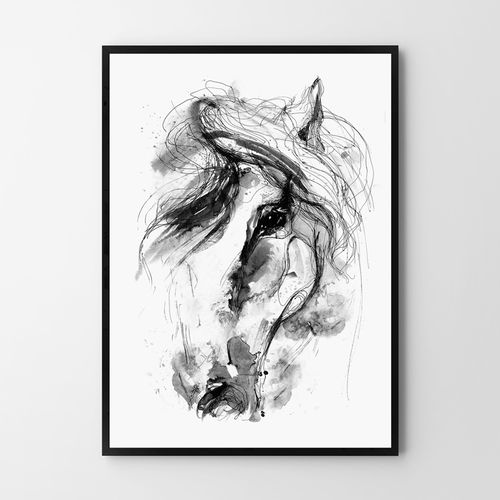Plakat obraz koń szkic 21x29,7 cm A4 na Arena.pl