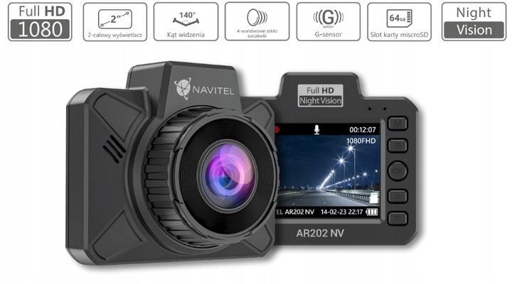 Wideorejestrator NAVITEL AR202 NV, obiektyw 140°, tryb parkingowy zdjęcie 6