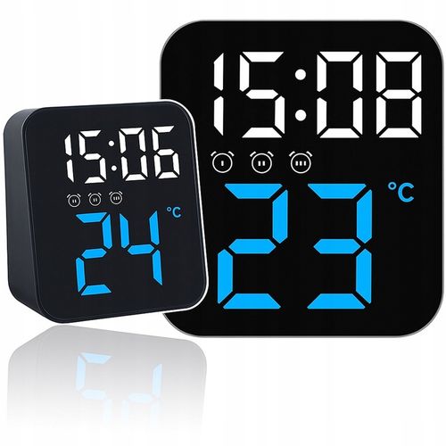 ZEGAR ZEGAREK ELEKTRONICZNY CYFROWY LED STOJĄCY BUDZIK DATA TEMPERATURA na Arena.pl