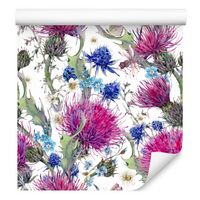 Tapeta do jadalni kwiaty rośliny liście ważka łąka