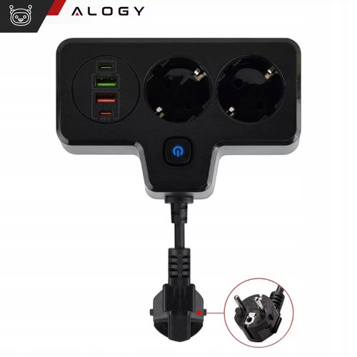 Rozgałęźnik Alogy Plug Extender 2xEU 2xUSB 2xUSB-C Czarny na Arena.pl