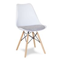 Krzesło z tapicerowaną poduszką na drewnianych bukowych nogach skandynawskie białe 053-T3