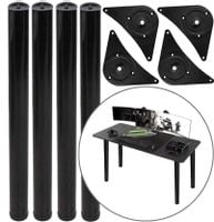 Noga meblowa do stołu fi 60mm, regulowana, Czarna, 820 mm