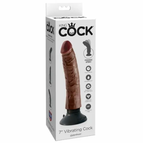 king cock vibe model brązowy 17,8 cm - wibrator z regulacją i przyssawką na Arena.pl