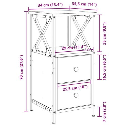 Szafka nocna z szufladą 2 pcs Czarny dąb 34 x 35.5 x 70 cm na Arena.pl