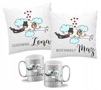 Prezent na ślub rocznicę Mąż i Żona Poduszka kube