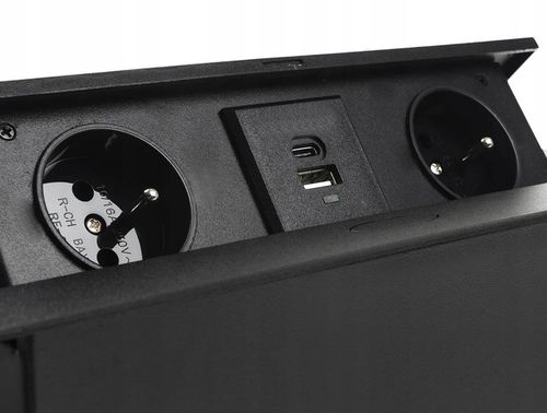 Gniazdo Nablatowe Wpuszczane Chowane w Blat USB USB-C Gniazdko Czarne 1,5m na Arena.pl