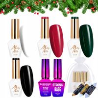 MOLLY NAILS Zestaw świąteczny 4x lakier hybrydowy BAZA TOP słodkości GRATIS