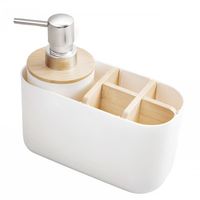 Zestaw łazienkowy biały kubek na szczoteczki i dozownik na mydło w płynie