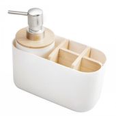 Zestaw łazienkowy biały kubek na szczoteczki i dozownik na mydło w płynie