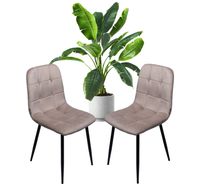 Zestaw 2 szt krzesło tapicerowane welurowe do salonu jadalni velvet beżowy