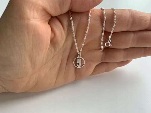 Medalik Matka Boska i srebrny łańcuszek 40 cm 925 idealny prezent komunijny na Arena.pl