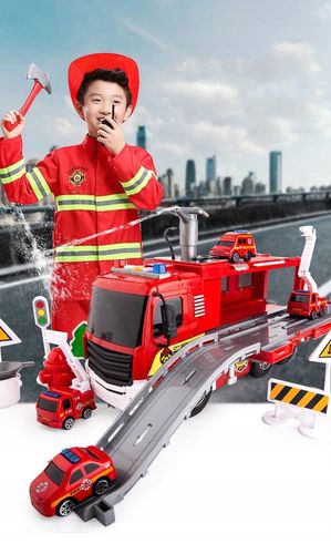 STRAŻ POŻARNA WÓZ SAMOCHÓD STRAŻACKI Z NAPĘDEM LEJE WODĄ ŚWIATŁO DŹWIĘK na Arena.pl