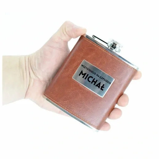 PIERSIÓWKA STAL NIERDZEWNA Z SKÓRZANYM OBSZYCIEM + GRAWER INICJAŁY URODZINY zdjęcie 5