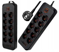 Przedłużacz Listwa Zasilająca Sieciowa 3M 10 Gniazd + 5X USB Ładowarka