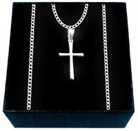 ŁAŃCUSZEK SREBRNY MĘSKI Z KRZYŻYKIEM SREBRO PRÓBY 925 K3/50cm