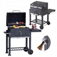 Grill węglowy PRZENOŚNY ogrodowy 52 x 36 cm KÓŁKA dwie półki POKRYWA