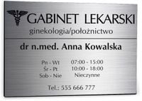 nadruk TABLICZKA srebrna 30x20 GABINET LEKARSKI nazwisko godziny otwarcia