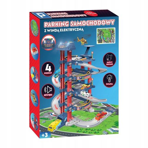 Parking garaż samochodowy zabawka z windą elektryczną zjeżdżalnia dla autek na Arena.pl