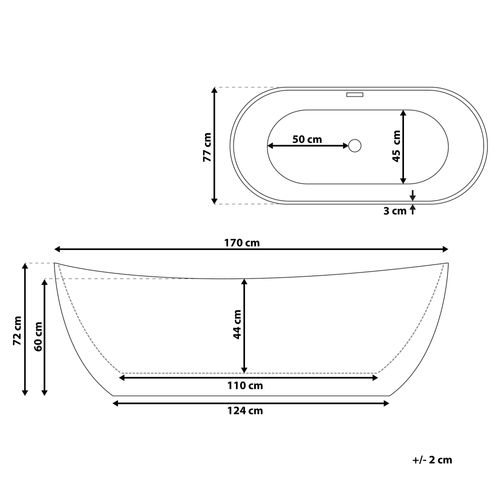 Wanna wolnostojąca 170 cm biała ANTIGUA na Arena.pl