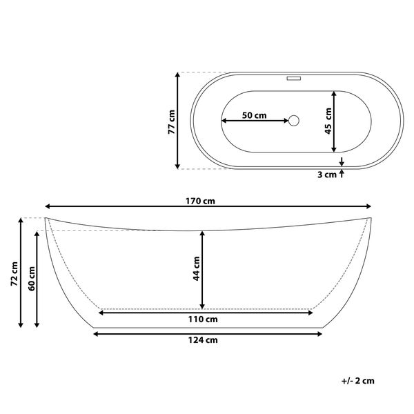 Wanna wolnostojąca 170 cm biała ANTIGUA zdjęcie 9