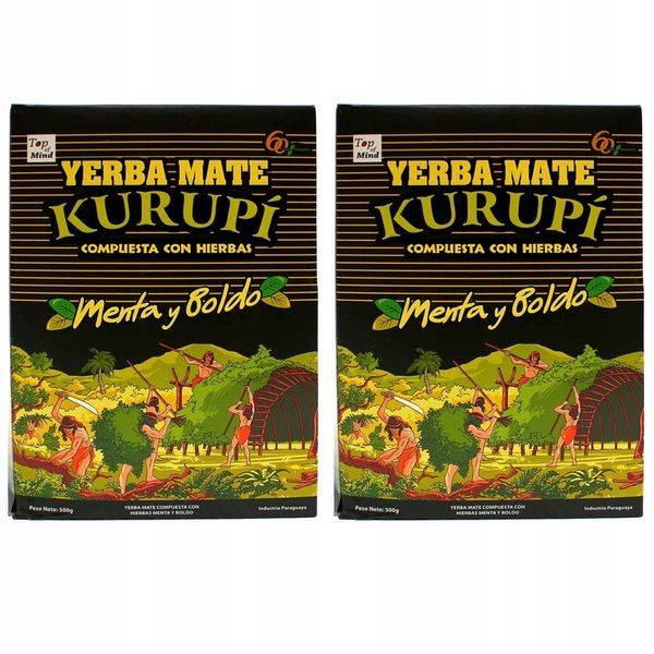 Yerba Mate Kurupi Menta Boldo 2x500g 1kg Compuesta con Hierbas zdjęcie 1