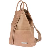 Beżowy Beltimore Plecak Damski Skórzany Trójkąt Pojemny Q60