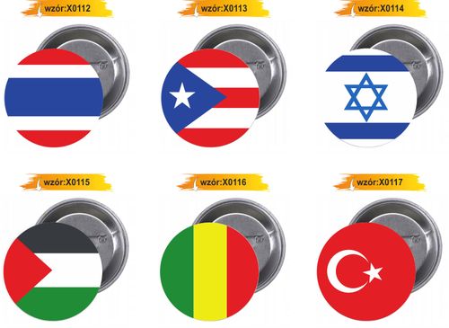 Przypinki buttony FLAGA TAJLANDIA z grafiką TANIO na Arena.pl