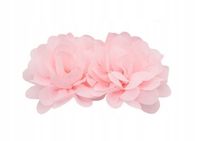 Elegancka spinka automat dwa kwiatki z materiału jasny różowy 13 cm