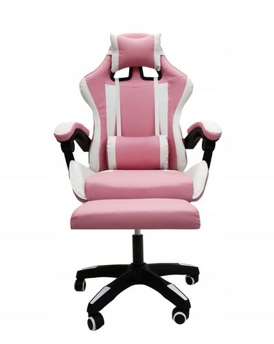 FOTEL GAMINGOWY GRACZA BIUROWY KOMPUTEROWY MASAŻ PODNÓŻEK KG104 RÓŻOWY na Arena.pl