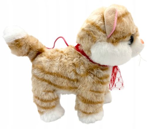 Kotek na smyczy interaktywny kot pluszowy chodzący kotek na baterie rudy sm na Arena.pl