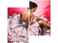 60X60 KWADRAT ZEGAR ŚCIENNY OBRAZ BALETNICA RÓŻOWYM TLE OBRAZ