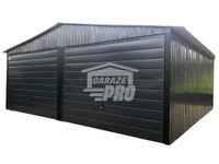 Garaż blaszany 6x6 2x Brama uchylna Czarny Dach dwuspadowy GP149