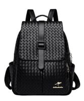 Plecak damski czarny skórzany elegancki eko skóra miejski pleciony