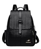 Plecak damski czarny skórzany elegancki eko skóra miejski pleciony