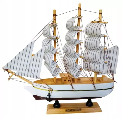 STATEK OKRĘT ŻAGLOWIEC ŁÓDŹ CONFECTION MODEL KOLEKCJONERSKI ZŁOŻONY 24x22cm na Arena.pl
