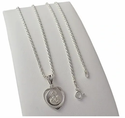 Łańcuszek Srebrny Damski Corda z Medalikiem Serduszko pr 925 Grawer Gratis zdjęcie 9